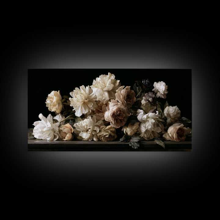 Moody Dark Background Bouquet for Formal Dining Canvas Print, Dining Room Art, Set of 3 Prints, Dining Room Decor, Dining, DRA-2x1-79