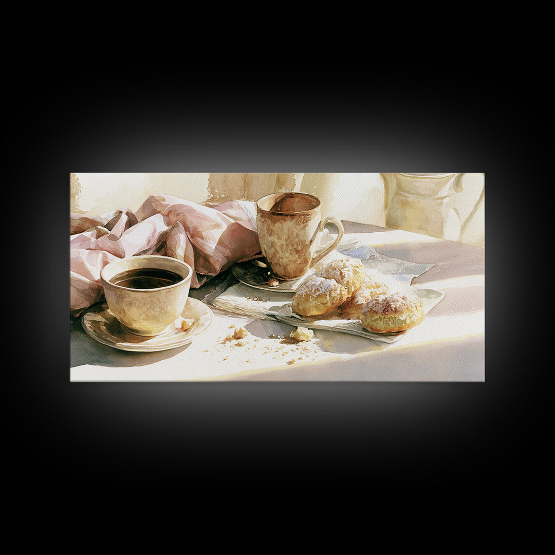 Coffee and Pastry Scene for Breakfast Nook Canvas Print, Dining Room Art, Room Decor, Dining Room Decor, Fine Art, Dining, DRA-2x1-82