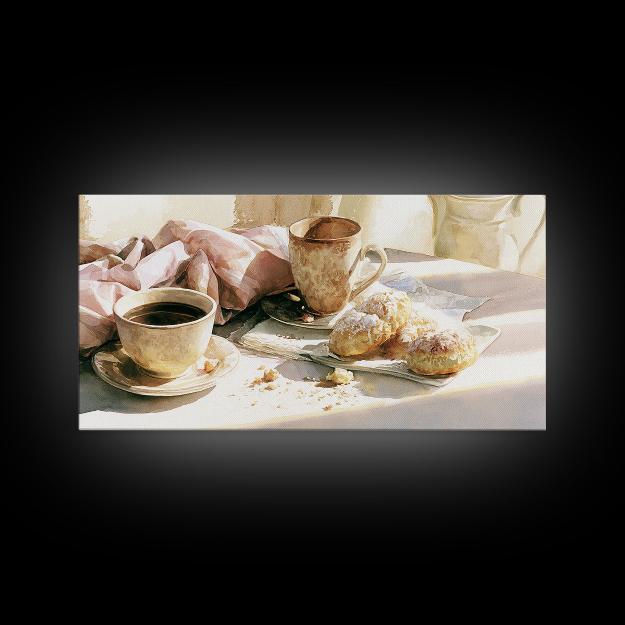 Coffee and Pastry Scene for Breakfast Nook Canvas Print, Dining Room Art, Room Decor, Dining Room Decor, Fine Art, Dining, DRA-2x1-82