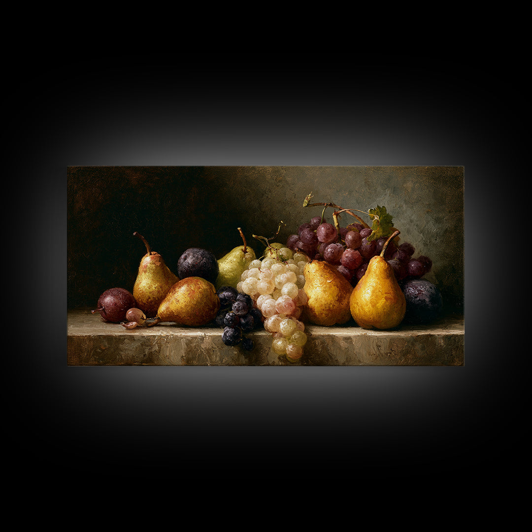 Classical Fruit Still Life Canvas Print, Dining Room Art, Large Wall Art, Dining Room Decor, Dining, Watercolor Painting, DRA-2x1-93