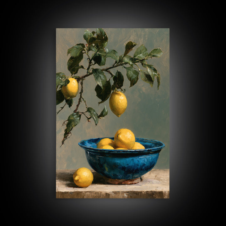 Italian Lemon Branch Framed Canvas Print, Dining Room Art, Room Decor, Dining Room Decor, Fine Art, Dining, Canvas Art, DRA-2x3-13