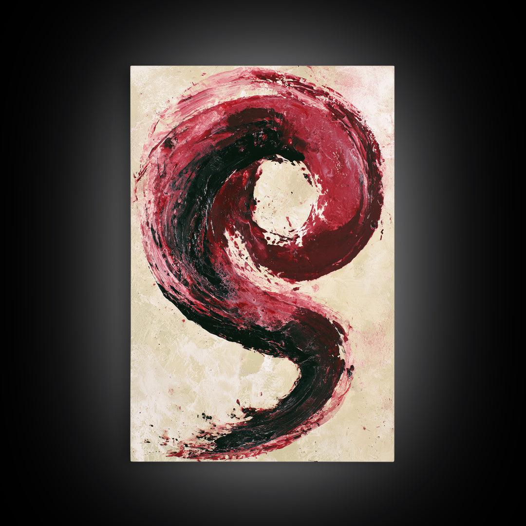 Abstract Red Wine Swirl Framed Canvas Print, Dining Room Art, Gallery Decor, Dining Room Decor, Dining, Minimalist Decor, DRA-2x3-2