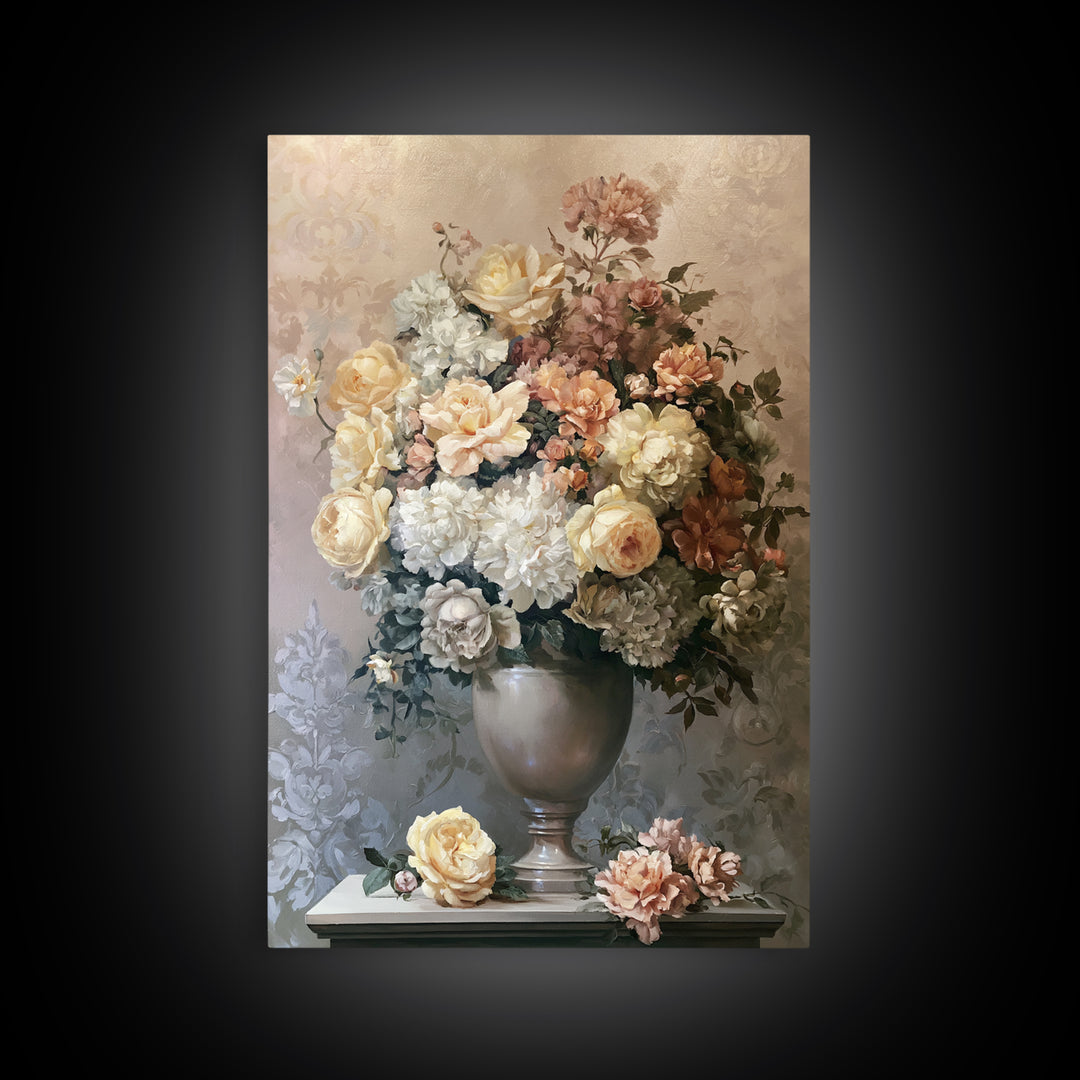 Classic Dutch Feast Arrangement Framed Canvas Print, Dining Room Art, Watercolor Painting, Dining Room Decor, Fine Art, Dining, DRA-2x3-3