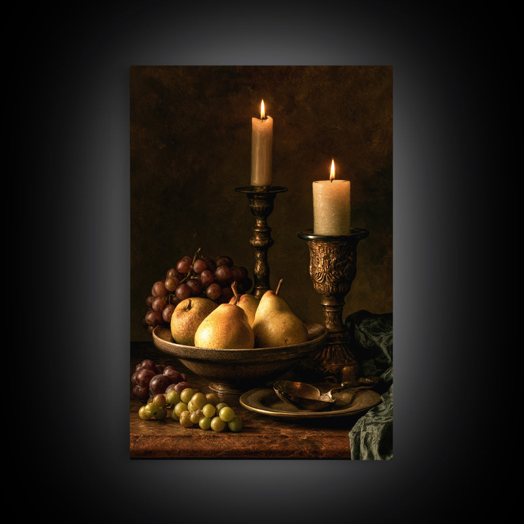 Classical Fruit Still Life Framed Canvas Print, Dining Room Art, Wall Art, Dining Room Decor, Watercolor Art, Dining, DRA-2x3-33
