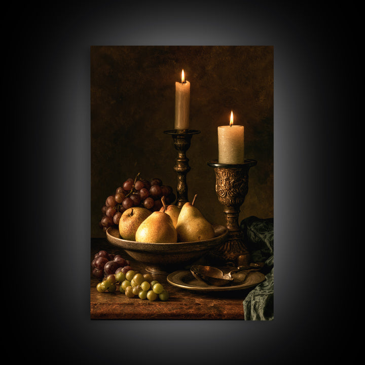 Classical Fruit Still Life Framed Canvas Print, Dining Room Art, Wall Art, Dining Room Decor, Watercolor Art, Dining, DRA-2x3-33