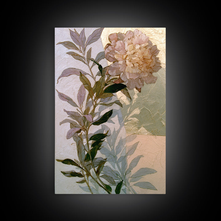 Pomegranate and Gold Leaf Botanical Study Canvas Print, Dining Room Art, Coastal Wall Art, Dining Room Decor, Watercolor Art, DRA-2x3-40