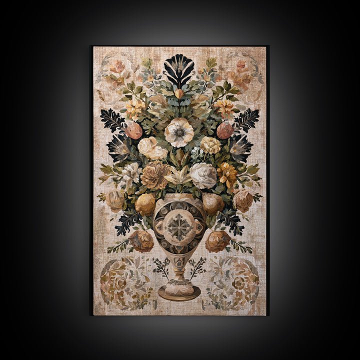Classic Dutch Feast Arrangement Framed Canvas Print, Dining Room Art, Food Art, Dining Room Decor, Oil Painting, Dining, DRA-2x3-51