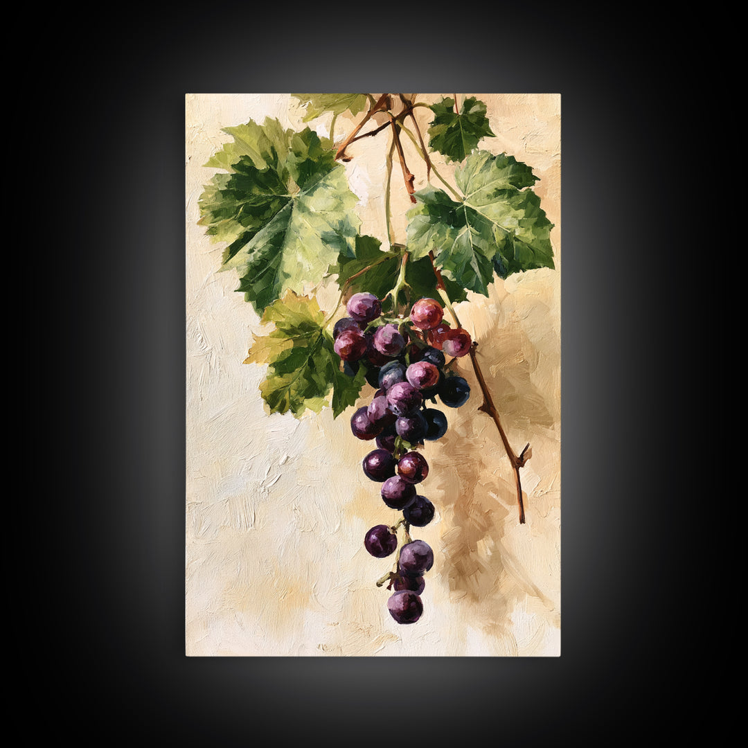 Botanical Grapevine with Leaves and Fruit Canvas Print, Dining Room Art, Contemporary Art, Dining Room Decor, Dining, DRA-2x3-53