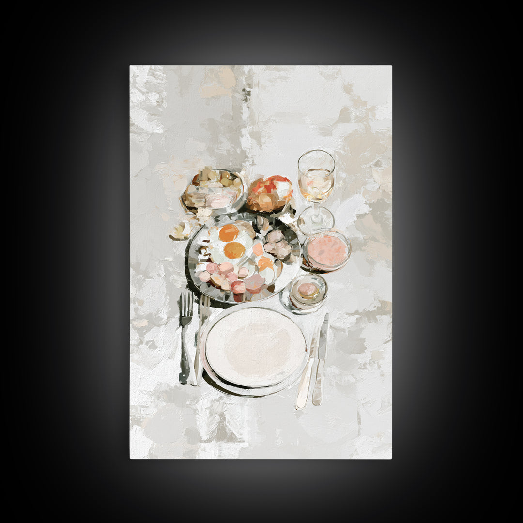 French Bistro Food Illustration Without Text Canvas Print, Dining Room Art, Room Decor, Dining Room Decor, Oil Painting, Dining, DRA-2x3-66