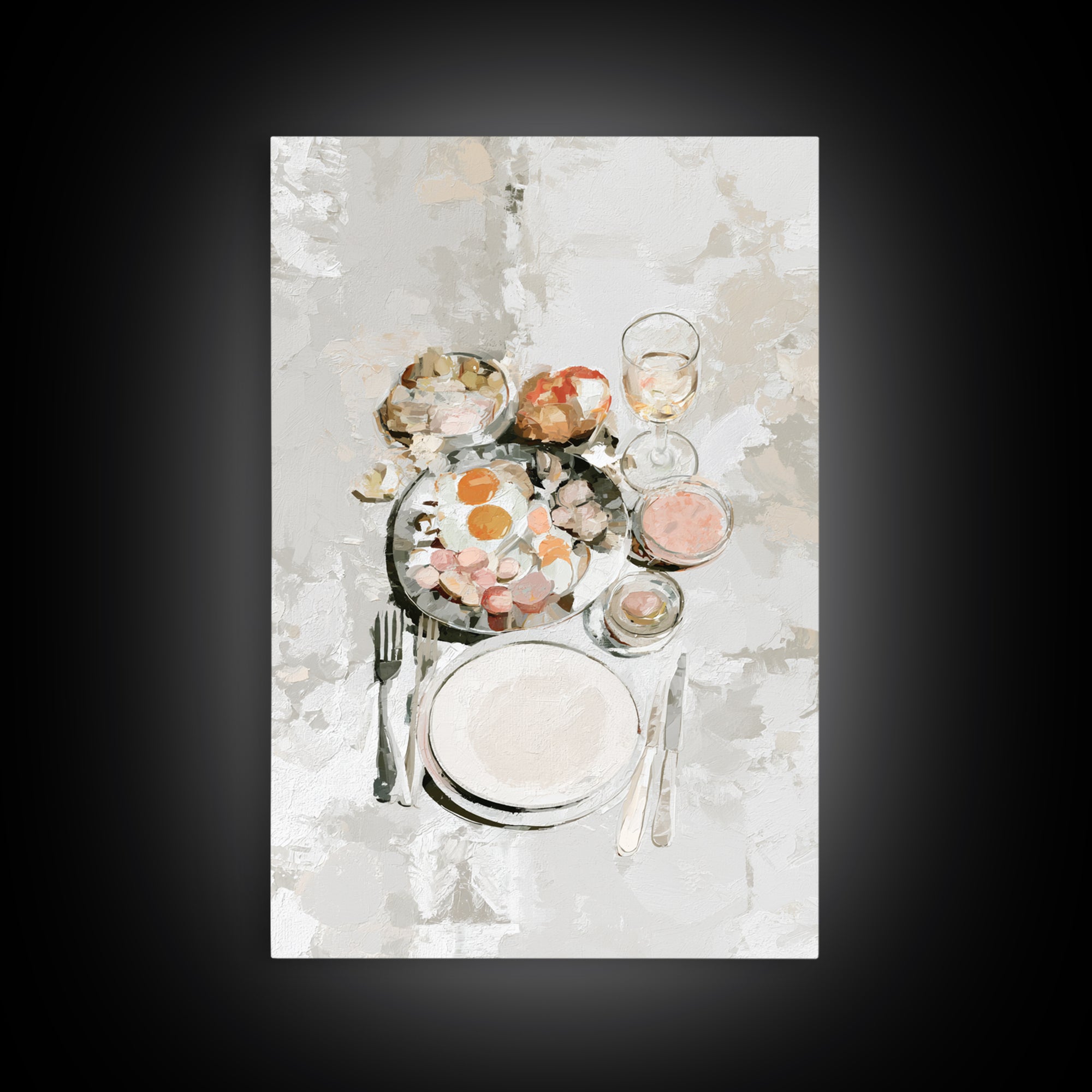 French Bistro Food Illustration Without Text Canvas Print, Dining Room Art, Room Decor, Dining Room Decor, Oil Painting, Dining, DRA-2x3-66