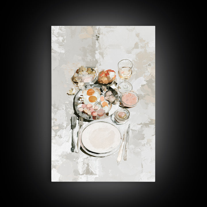 French Bistro Food Illustration Without Text Canvas Print, Dining Room Art, Room Decor, Dining Room Decor, Oil Painting, Dining, DRA-2x3-66