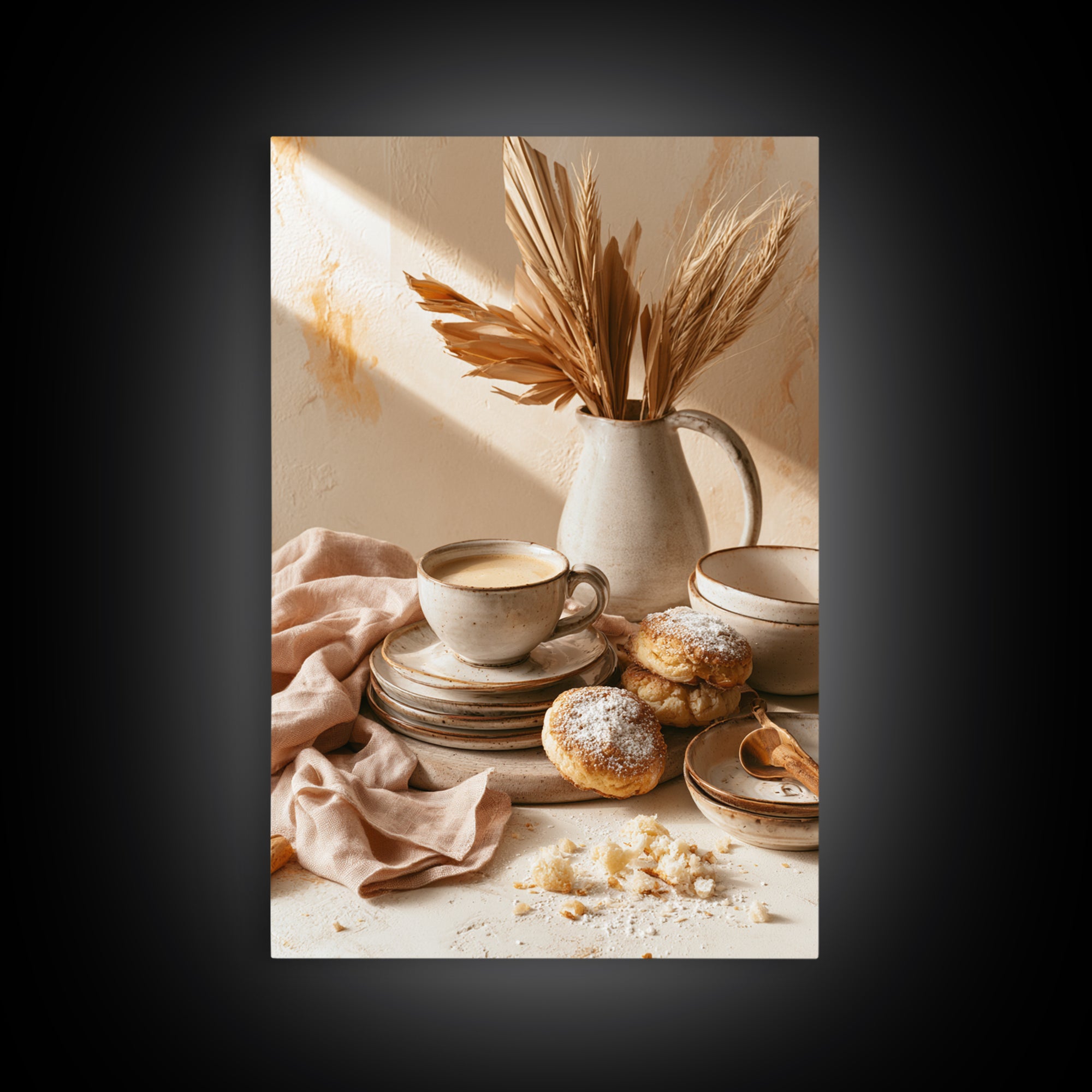 Coffee and Pastry Scene for Breakfast Nook Canvas Print, Dining Room Art, Textured Painting, Dining Room Decor, Dining, DRA-2x3-70