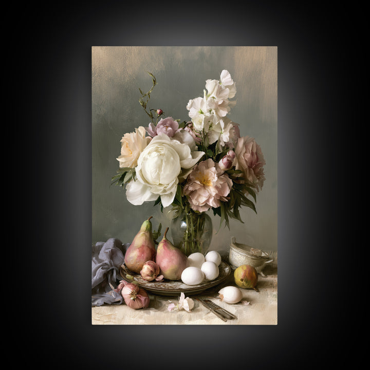 Classic Dutch Feast Arrangement Framed Canvas Print, Dining Room Art, Room Decor, Dining Room Decor, Fine Art, Dining, DRA-2x3-75