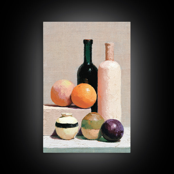 Peach and Plum Still Life Framed Canvas Print, Dining Room Art, Canvas Wall Art, Dining Room Decor, Fine Art, Dining, DRA-2x3-76