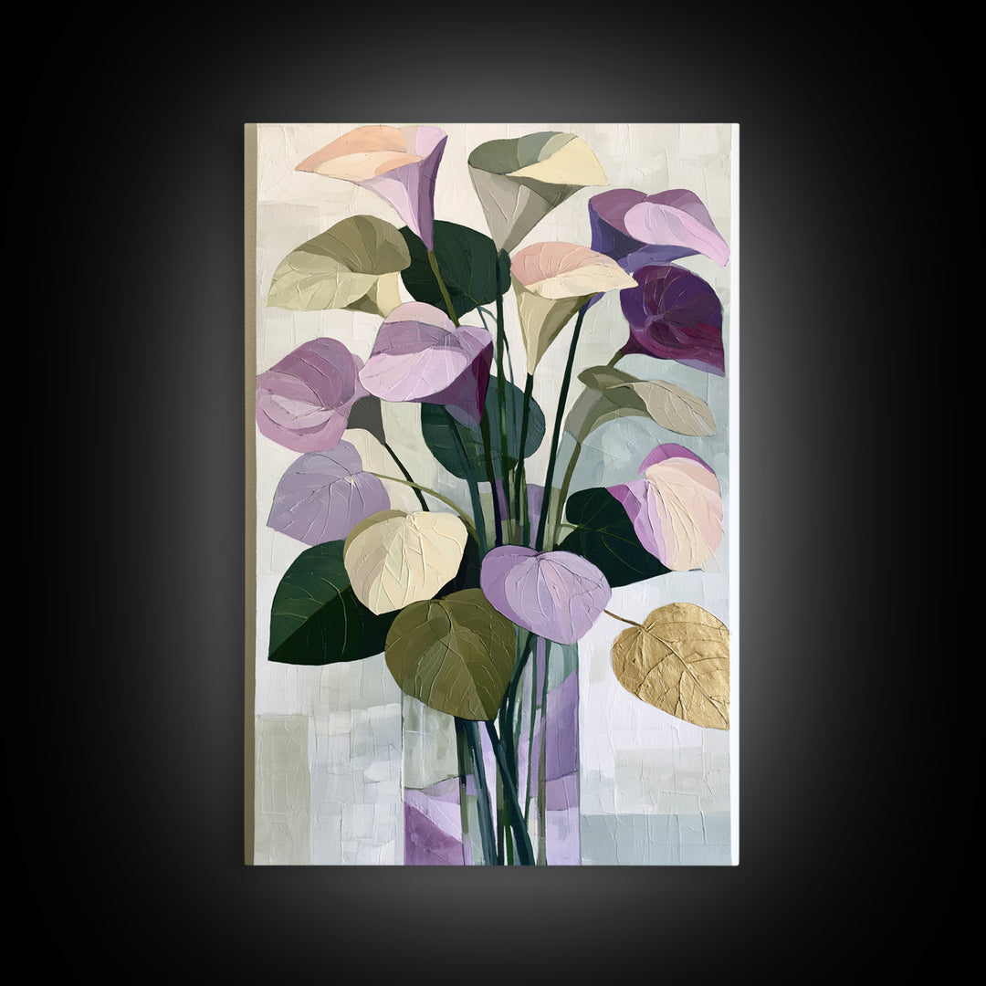 Large Expressive Flower Vase Framed Canvas Print, Dining Room Art, Digital Print, Dining Room Decor, Watercolor Art, Dining, DRA-2x3-8
