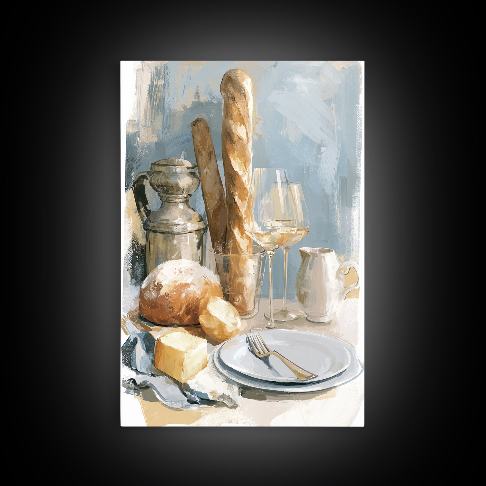 French Bistro Food Illustration Without Text Framed Canvas Print, Dining Room Art, Home Decor, Dining Room Decor, Dining, DRA-2x3-90