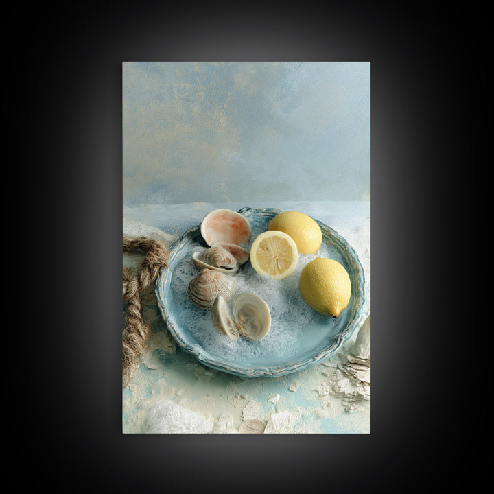 Shellfish and Lemon Still Life Canvas Print, Dining Room Art, Contemporary Art, Dining Room Decor, Fine Art, Dining, DRA-2x3-96