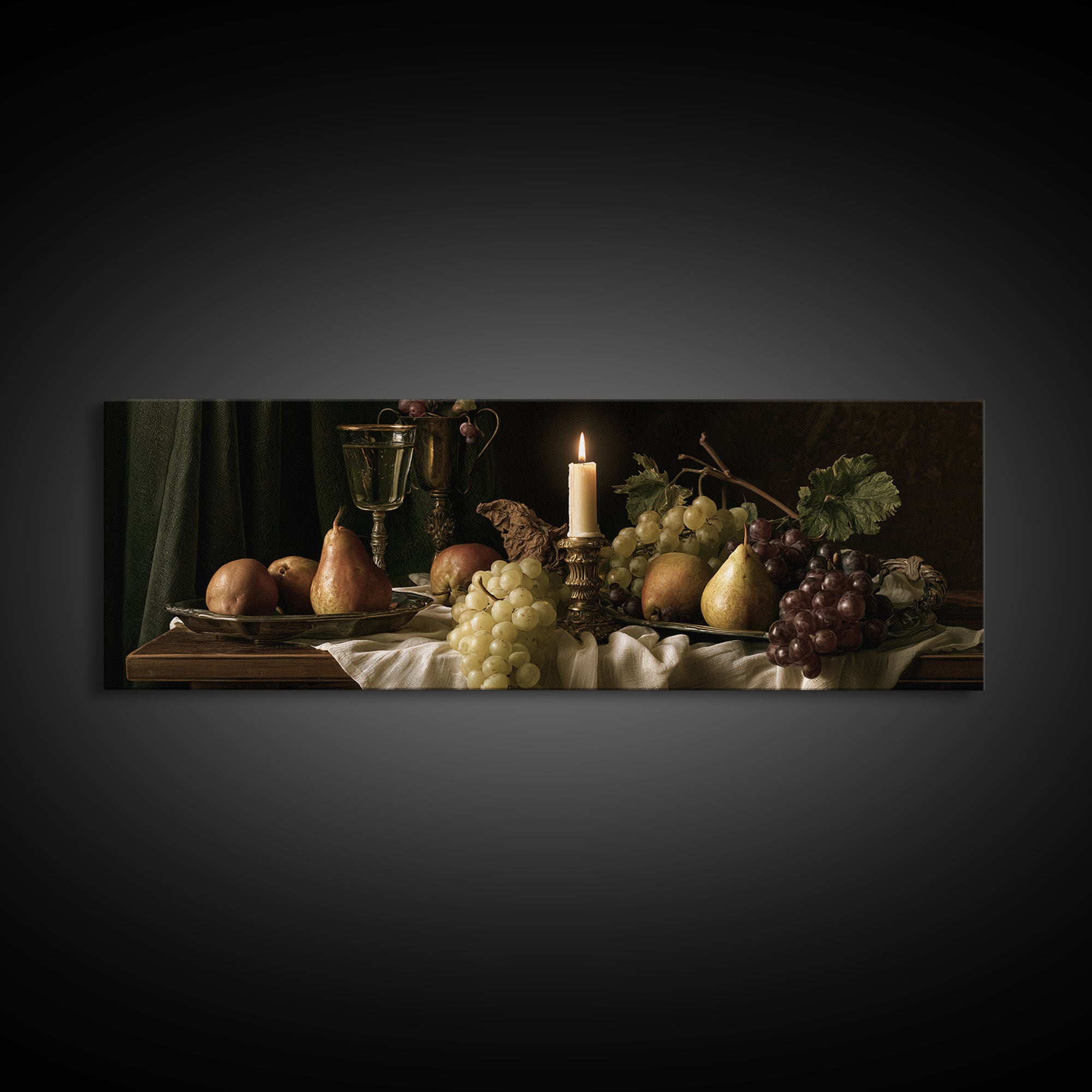 Classical Fruit Still Life Framed Canvas Print, Dining Room Art, Kitchen Wall Art, Dining Room Decor, Fine Art, Dining, DRA-3x1-17