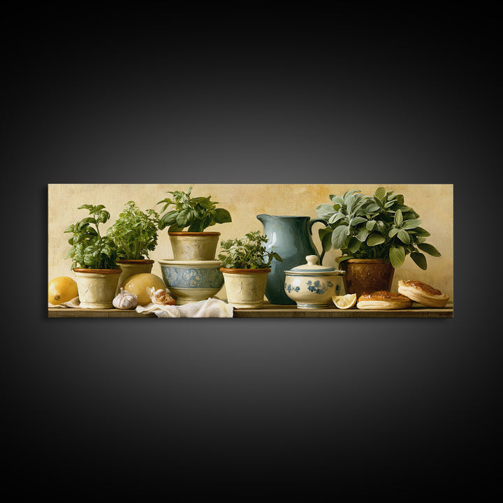 Modern Kitchen Herbs Canvas Print, Dining Room Art, Printable Art, Dining Room Decor, Abstract Art, Dining, Coastal Wall Art, DRA-3x1-25