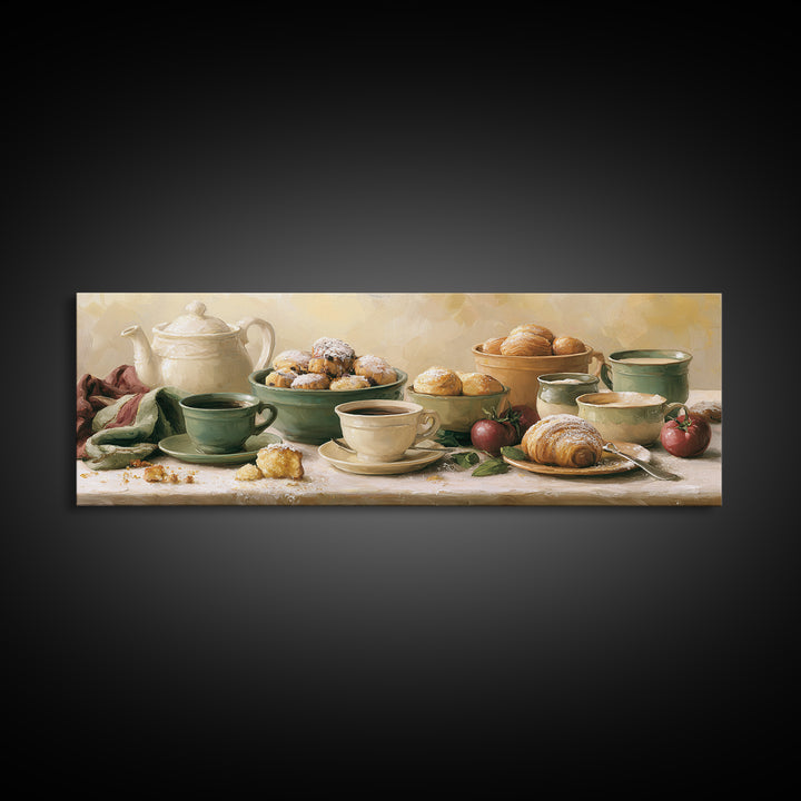 Coffee and Pastry Scene for Breakfast Nook Canvas Print, Dining Room Art, Room Decor, Dining Room Decor, Fine Art, Dining, DRA-3x1-30