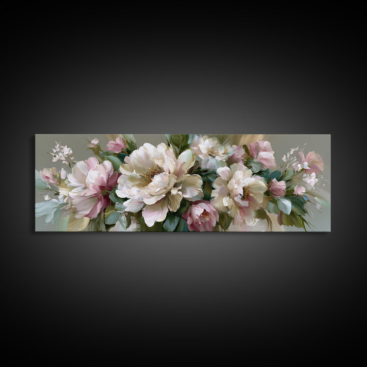 Large Expressive Flower Vase Canvas Print, Dining Room Art, Dining Room Wall Art, Dining Room Decor, Oil Painting, Dining, DRA-3x1-40
