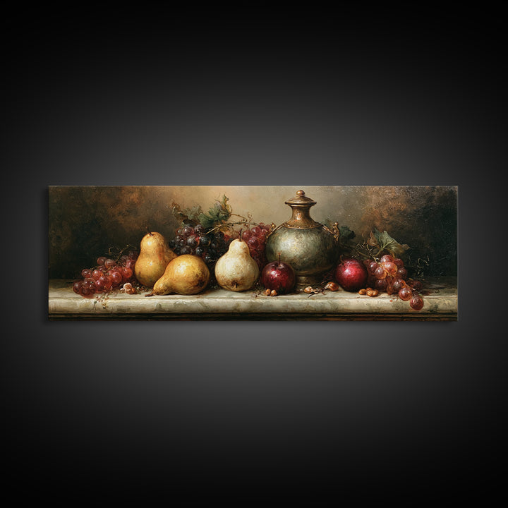 Classical Fruit Still Life Canvas Print, Dining Room Art, Abstract Wall Art, Dining Room Decor, Watercolor Art, Dining, DRA-3x1-41