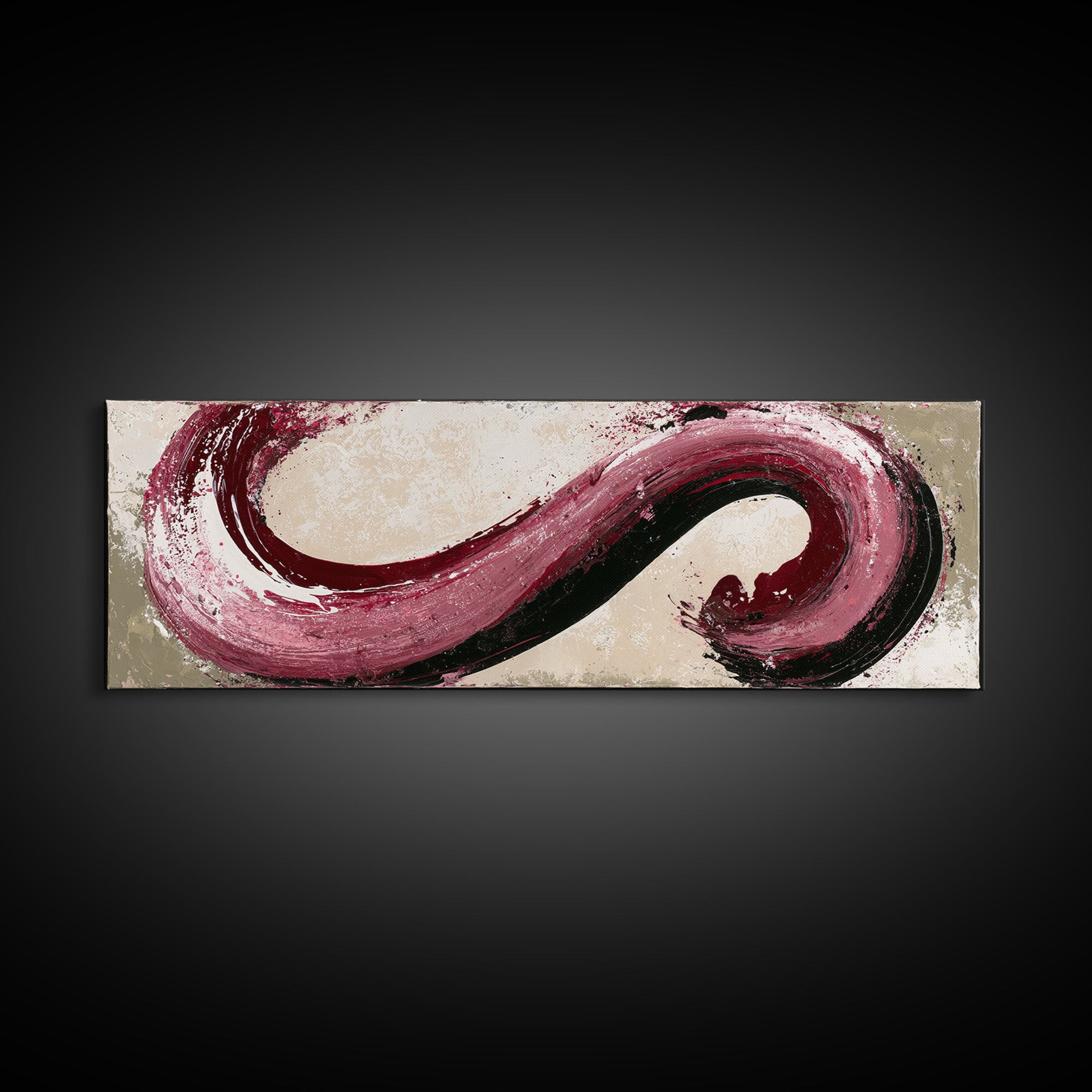 Abstract Red Wine Swirl Framed Canvas Print, Dining Room Art, Canvas Art, Dining Room Decor, Fine Art, Dining, Bedroom Wall Art, DRA-3x1-58