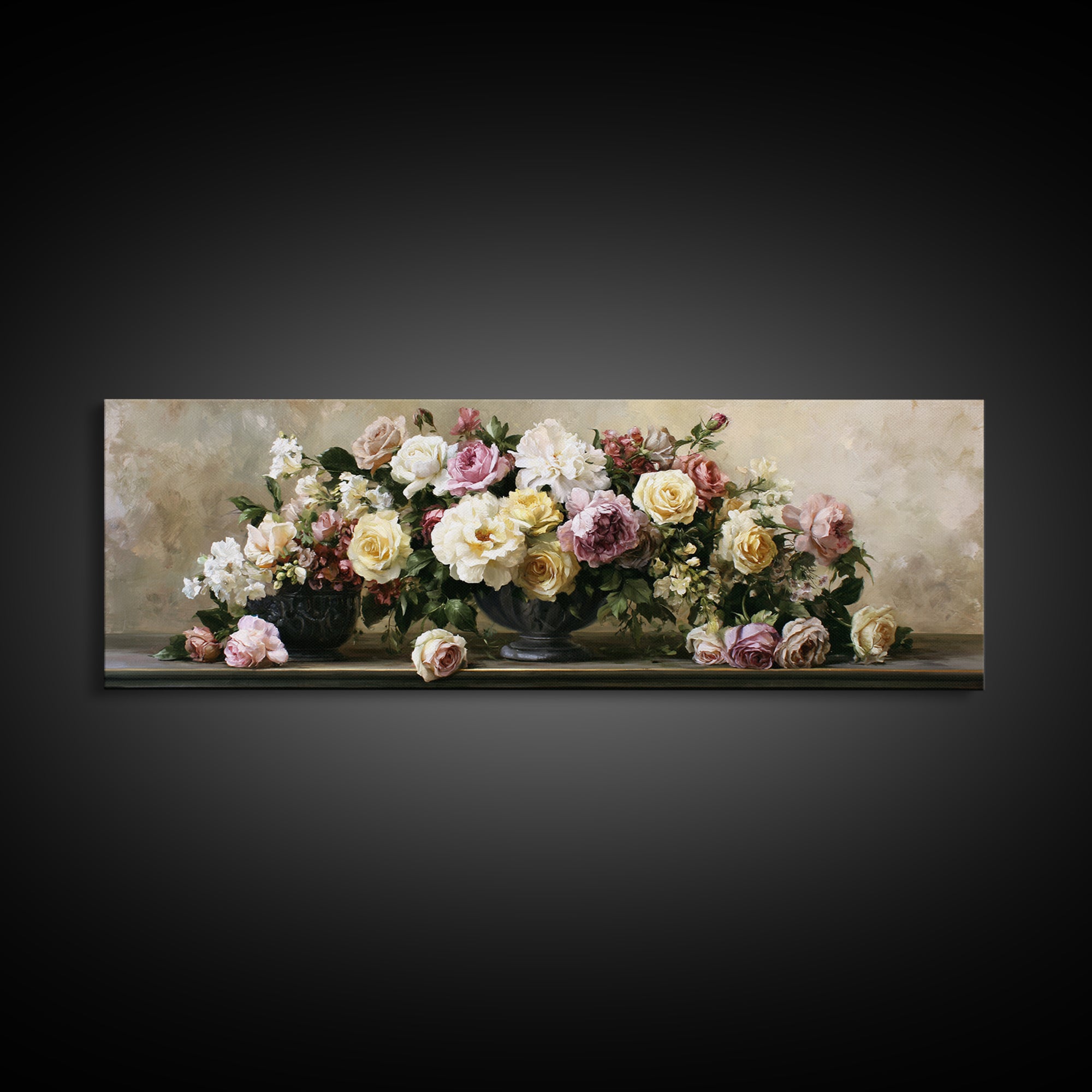 Classic Dutch Feast Arrangement Framed Canvas Print, Dining Room Art, Textured Painting, Dining Room Decor, Fine Art, Dining, DRA-3x1-59