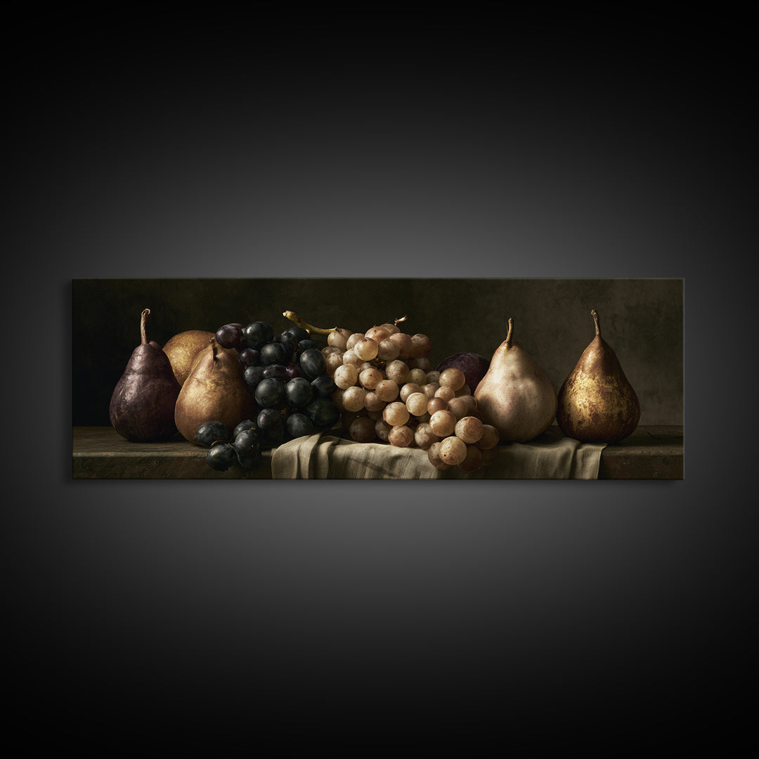 Classical Fruit Still Life Canvas Print, Dining Room Art, Abstract Wall Art, Dining Room Decor, Watercolor Art, Dining, DRA-3x1-65