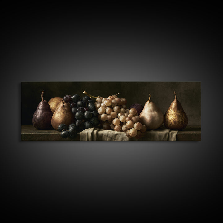 Classical Fruit Still Life Canvas Print, Dining Room Art, Abstract Wall Art, Dining Room Decor, Watercolor Art, Dining, DRA-3x1-65