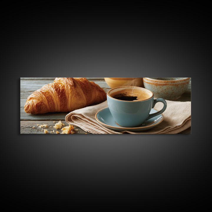 Coffee and Pastry Scene for Breakfast Nook Canvas Print, Dining Room Art, Textured Painting, Dining Room Decor, Dining, DRA-3x1-78