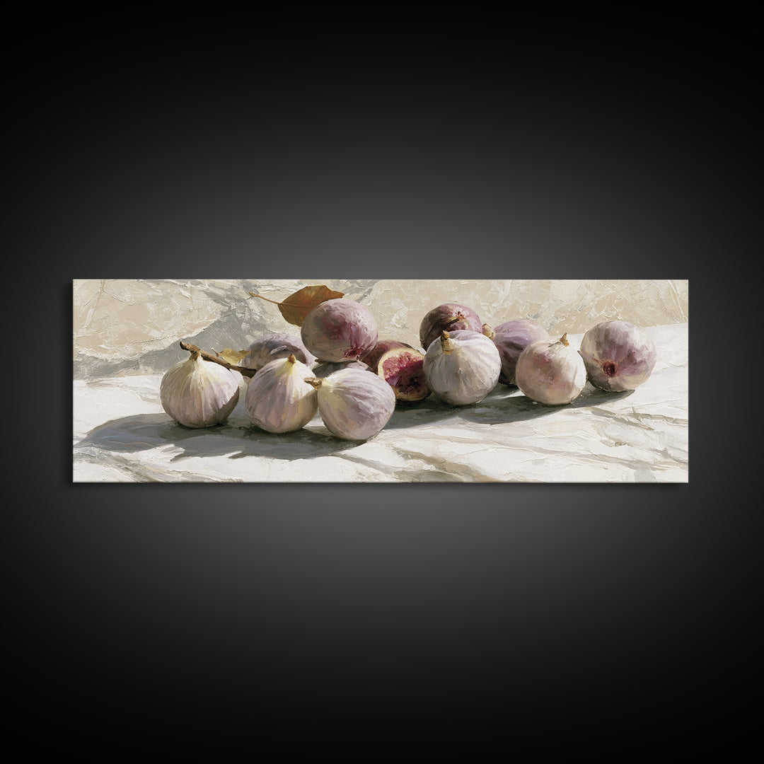 Figs on Marble Framed Canvas Print, Dining Room Art, Print, Dining Room Decor, Dining, Living Room Decor, Abstract Wall Art, DRA-3x1-87