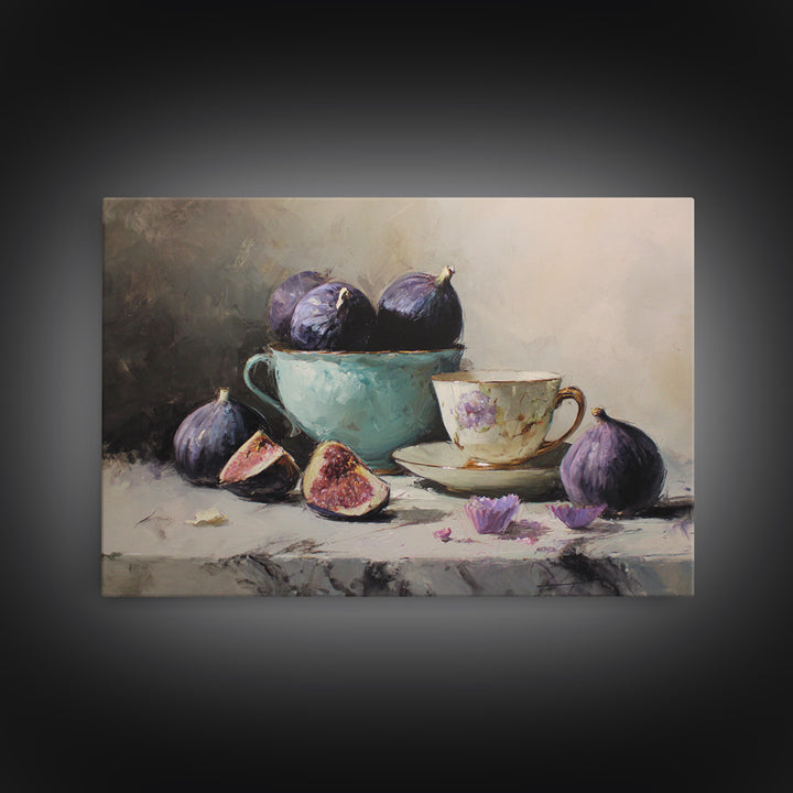 Pomegranate and Gold Leaf Botanical Study Canvas Print, Dining Room Art, Print, Dining Room Decor, Oil Painting, Dining, DRA-3x2-12