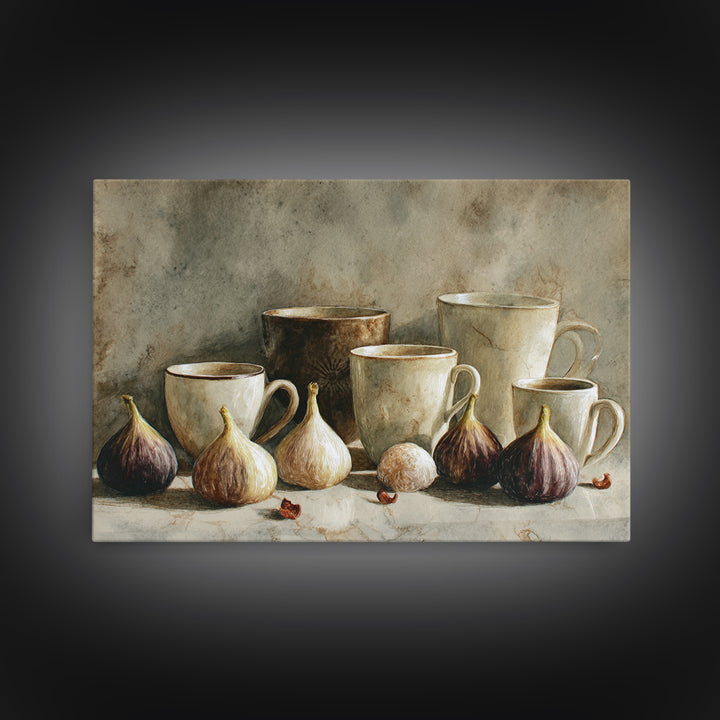 Coffee and Pastry Scene for Breakfast Nook Framed Canvas Print, Dining Room Art, Fall Decor, Dining Room Decor, Dining, DRA-3x2-18