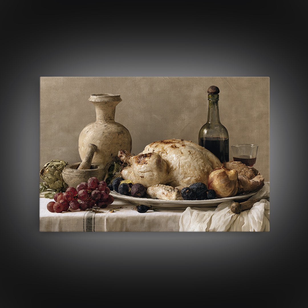 Classic Dutch Feast Arrangement Framed Canvas Print, Dining Room Art, Canvas Wall Art, Dining Room Decor, Fine Art, Dining, DRA-3x2-23