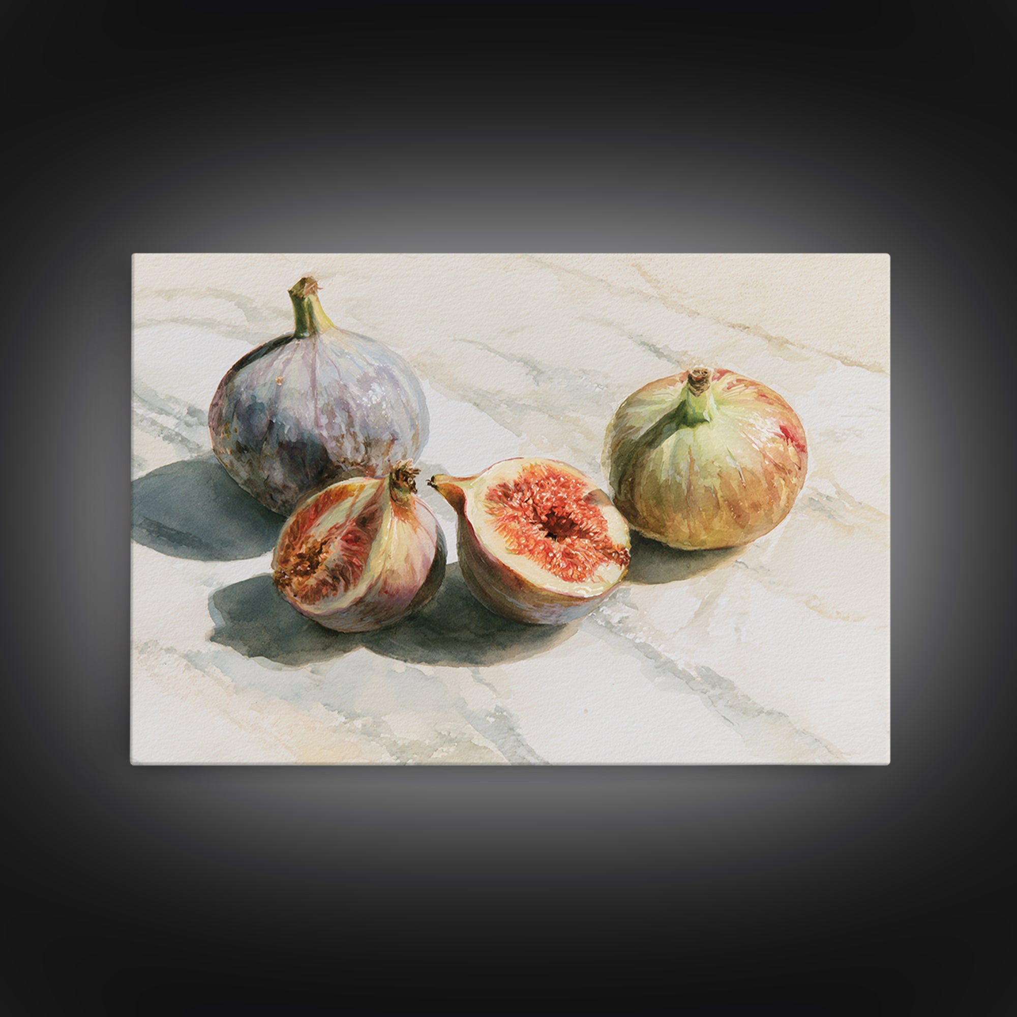 Figs on Marble Framed Canvas Print, Dining Room Art, Canvas Art, Dining Room Decor, Fine Art, Dining, Bedroom Wall Art, DRA-3x2-27