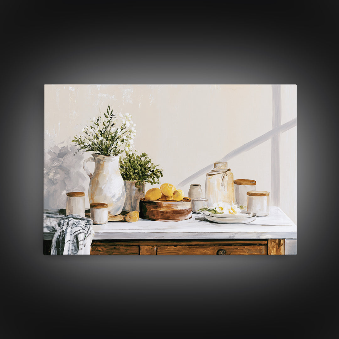 Sunlit Farmhouse Table Objects Without Room View Canvas Print, Dining Room Art, Living Room Decor, Dining Room Decor, Dining, DRA-3x2-45