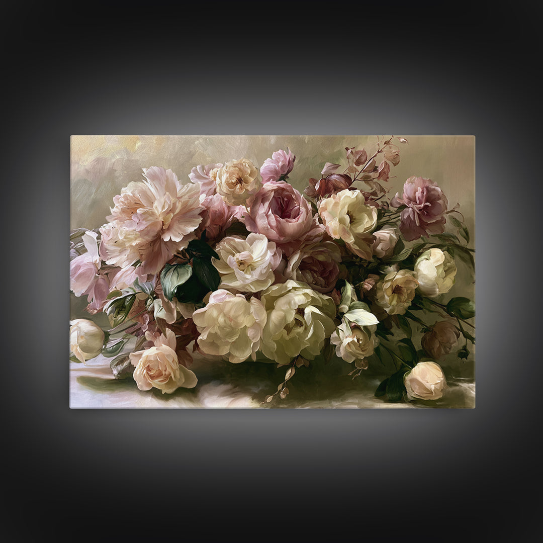 Large Floral Centerpiece Canvas Print, Dining Room Art, Kitchen Wall Art, Dining Room Decor, Oil Painting, Dining, DRA-3x2-54