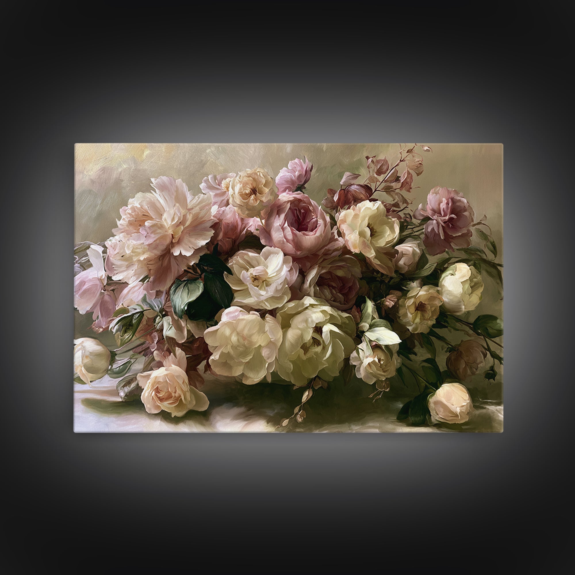 Large Floral Centerpiece Canvas Print, Dining Room Art, Kitchen Wall Art, Dining Room Decor, Oil Painting, Dining, DRA-3x2-54