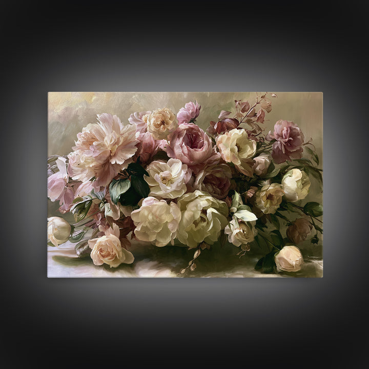 Large Floral Centerpiece Canvas Print, Dining Room Art, Kitchen Wall Art, Dining Room Decor, Oil Painting, Dining, DRA-3x2-54