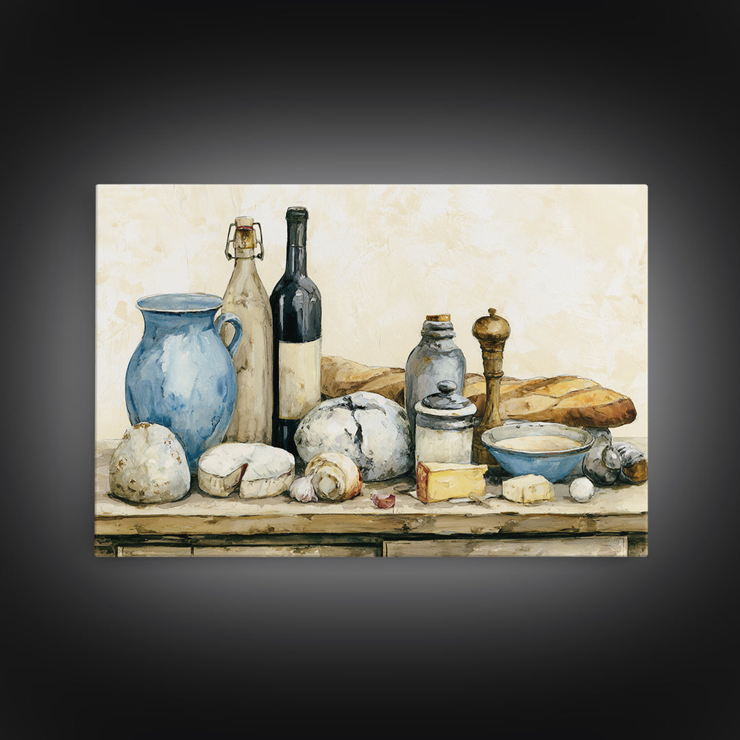 French Bistro Food Illustration Without Text Canvas Print, Dining Room Art, Abstract Art, Dining Room Decor, Fine Art, Dining, DRA-3x2-62