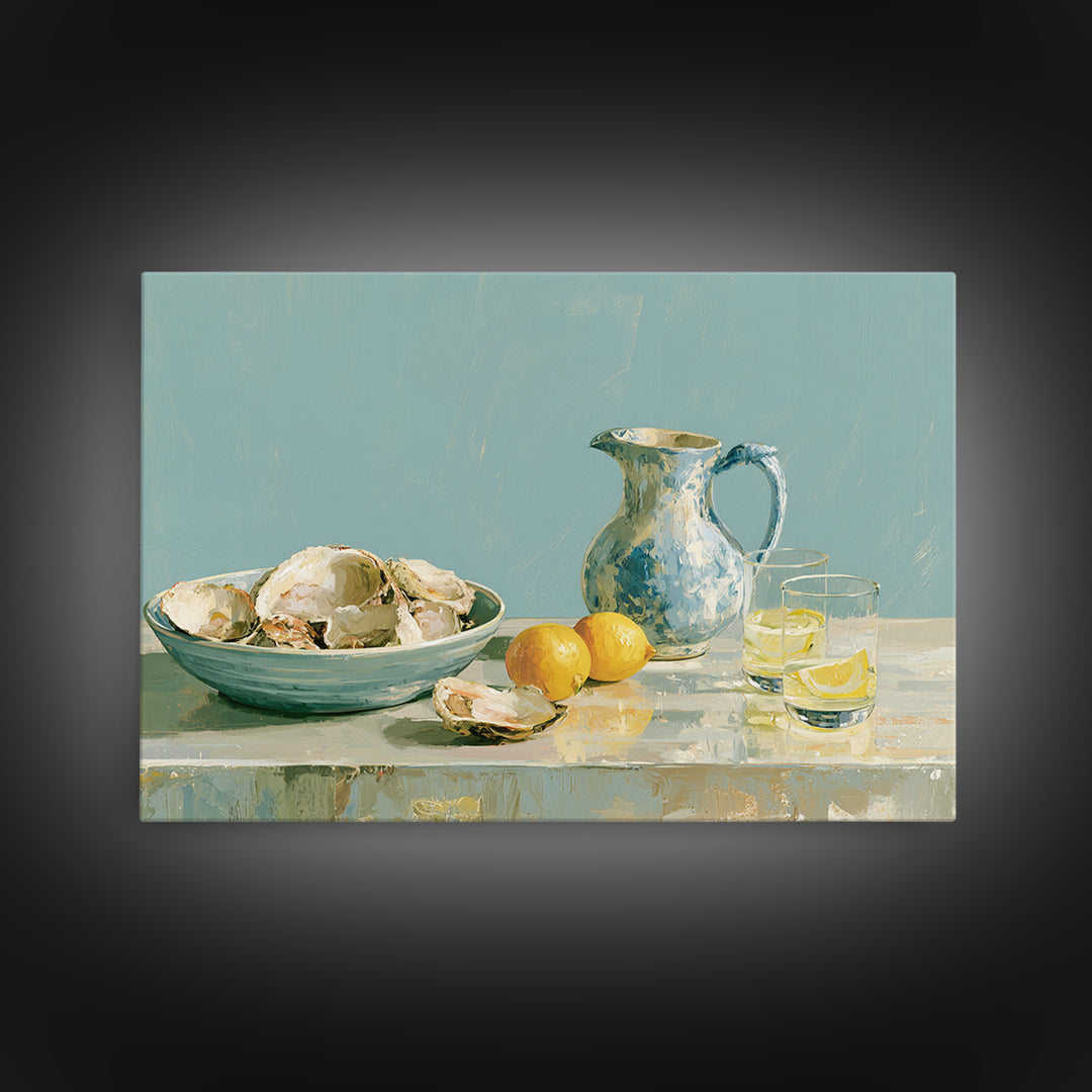 Shellfish and Lemon Still Life Canvas Print, Dining Room Art, Set of 3 Prints, Dining Room Decor, Dining, Fine Art Print, DRA-3x2-68