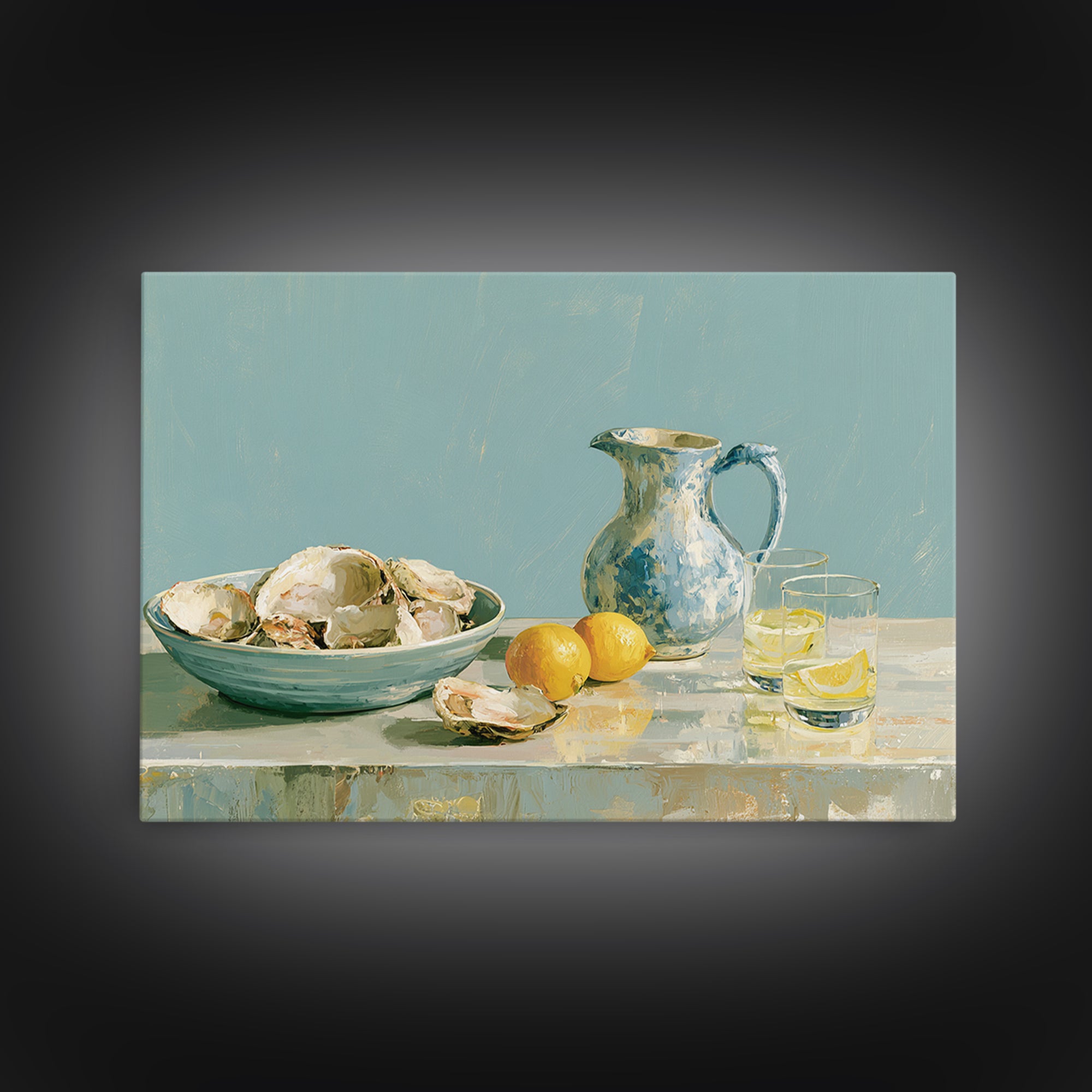 Shellfish and Lemon Still Life Canvas Print, Dining Room Art, Set of 3 Prints, Dining Room Decor, Dining, Fine Art Print, DRA-3x2-68