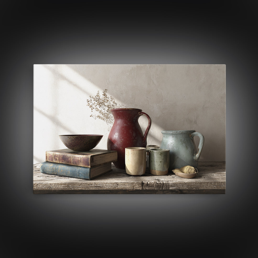 Sunlit Farmhouse Table Objects Without Room View Canvas Print, Dining Room Art, Living Room Decor, Dining Room Decor, Dining, DRA-3x2-69