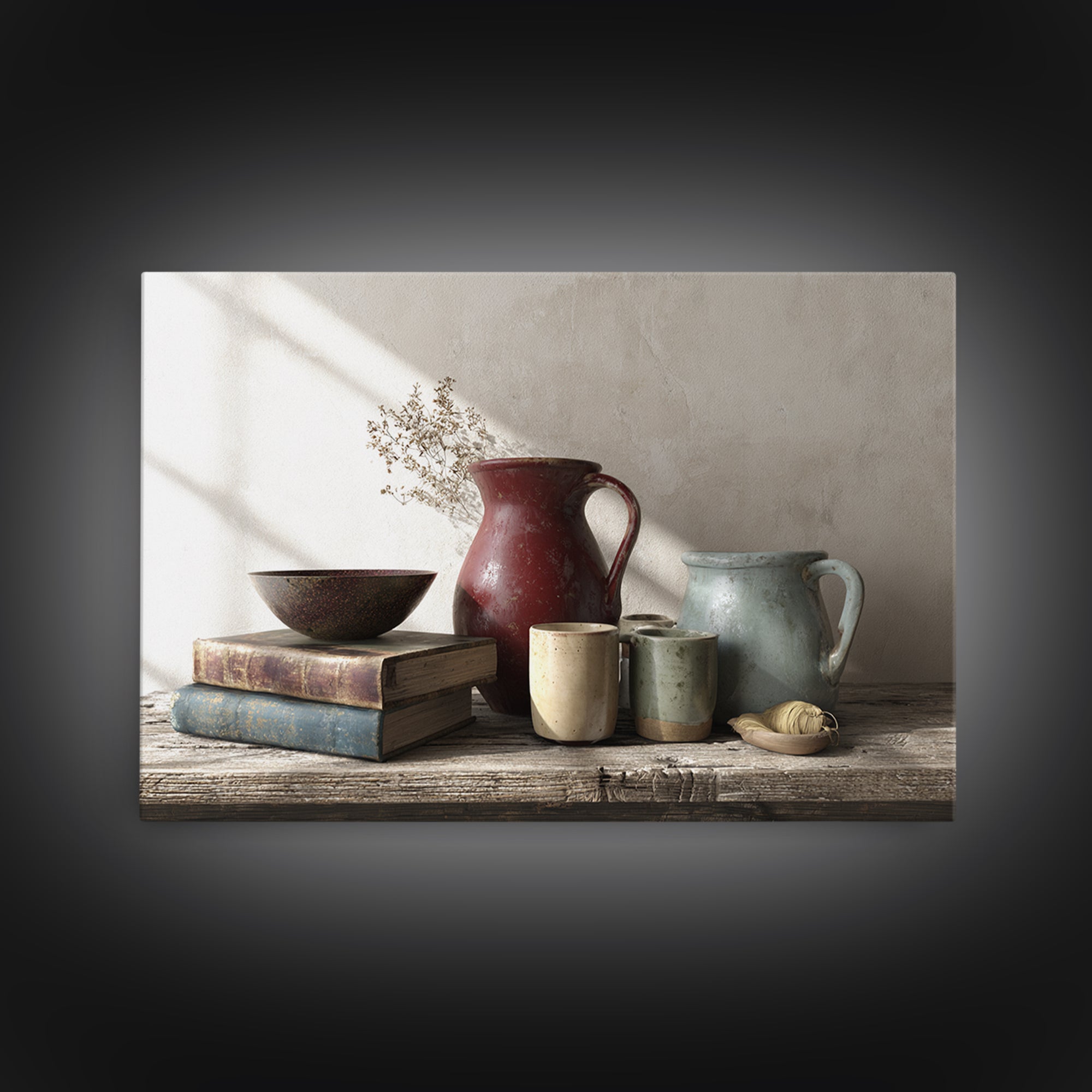 Sunlit Farmhouse Table Objects Without Room View Canvas Print, Dining Room Art, Living Room Decor, Dining Room Decor, Dining, DRA-3x2-69