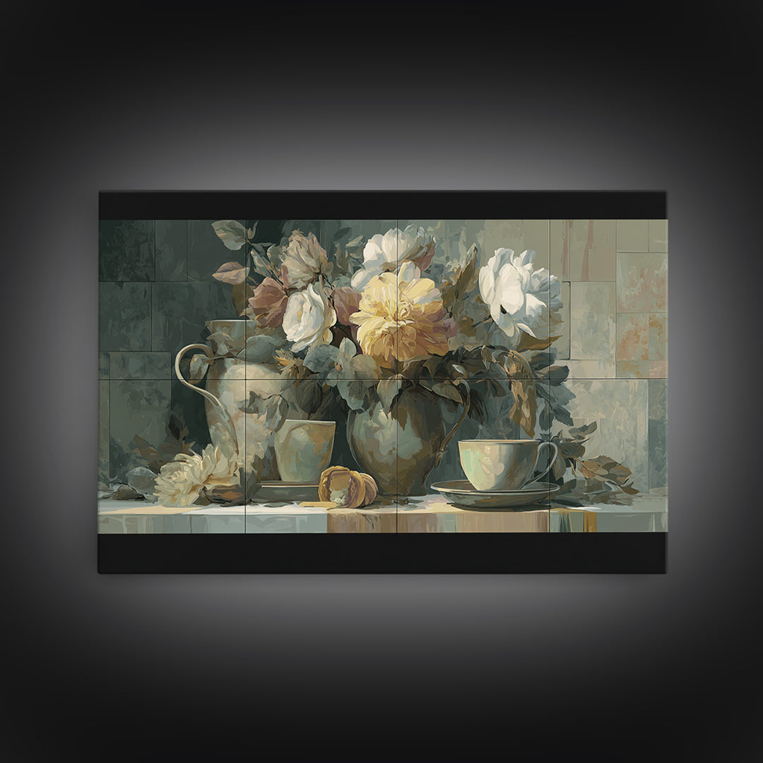 Italian Lemon Branch Framed Canvas Print, Dining Room Art, Abstract Art, Dining Room Decor, Oil Painting, Dining, DRA-3x2-9