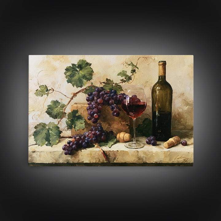 Botanical Grapevine with Leaves and Fruit Canvas Print, Dining Room Art, Set of 3 Prints, Dining Room Decor, Dining, DRA-3x2-97