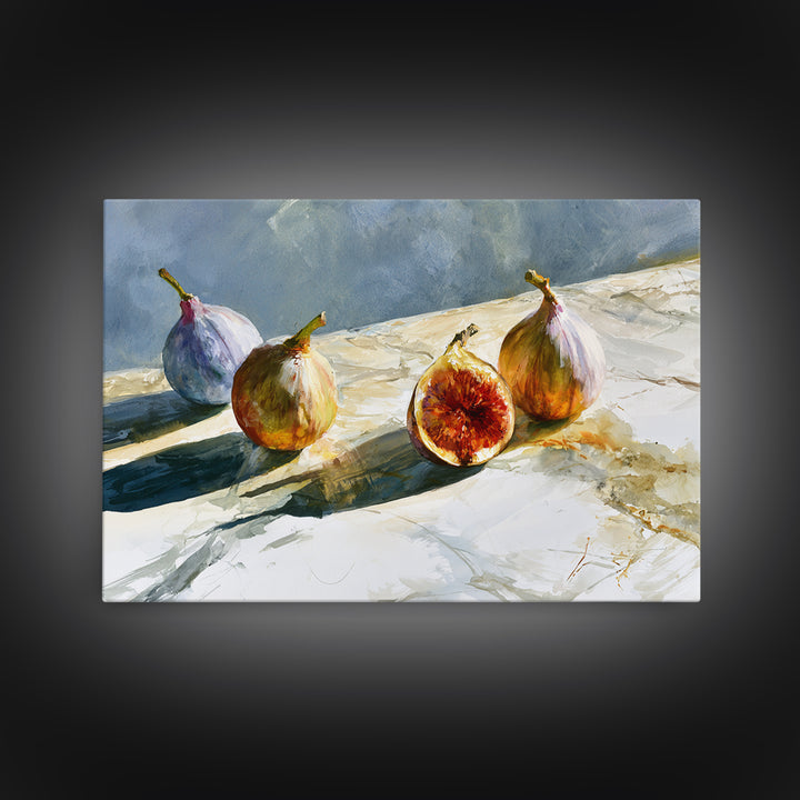 Figs on Marble Framed Canvas Print, Dining Room Art, Gallery Decor, Dining Room Decor, Fine Art, Dining, Minimalist Decor, DRA-3x2-99