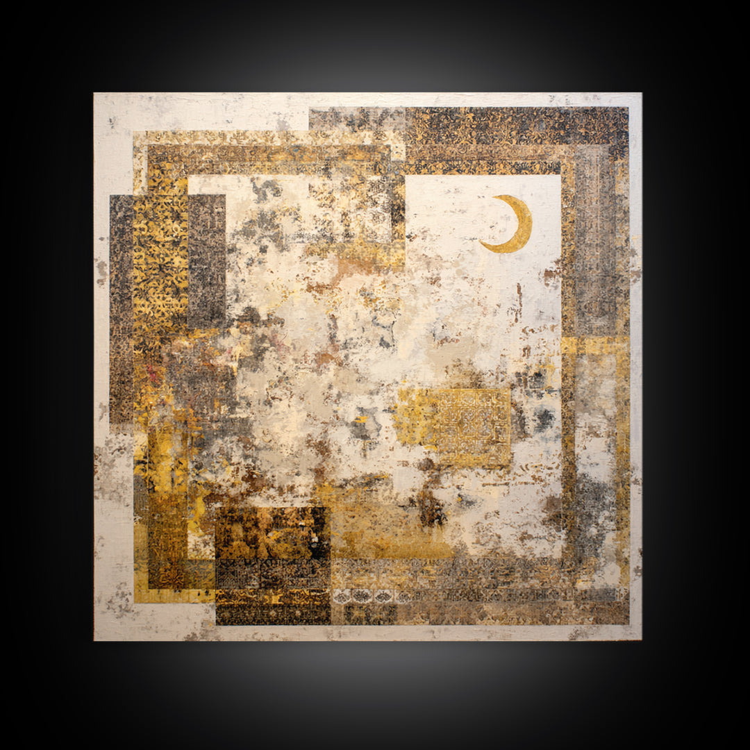 Abstract Shapes Layered Framed Canvas Print, Eclectic Art, Boho Decor, Living Room Decor, Abstract Art, Eclectic, Home Decor, ECL-1x1-100