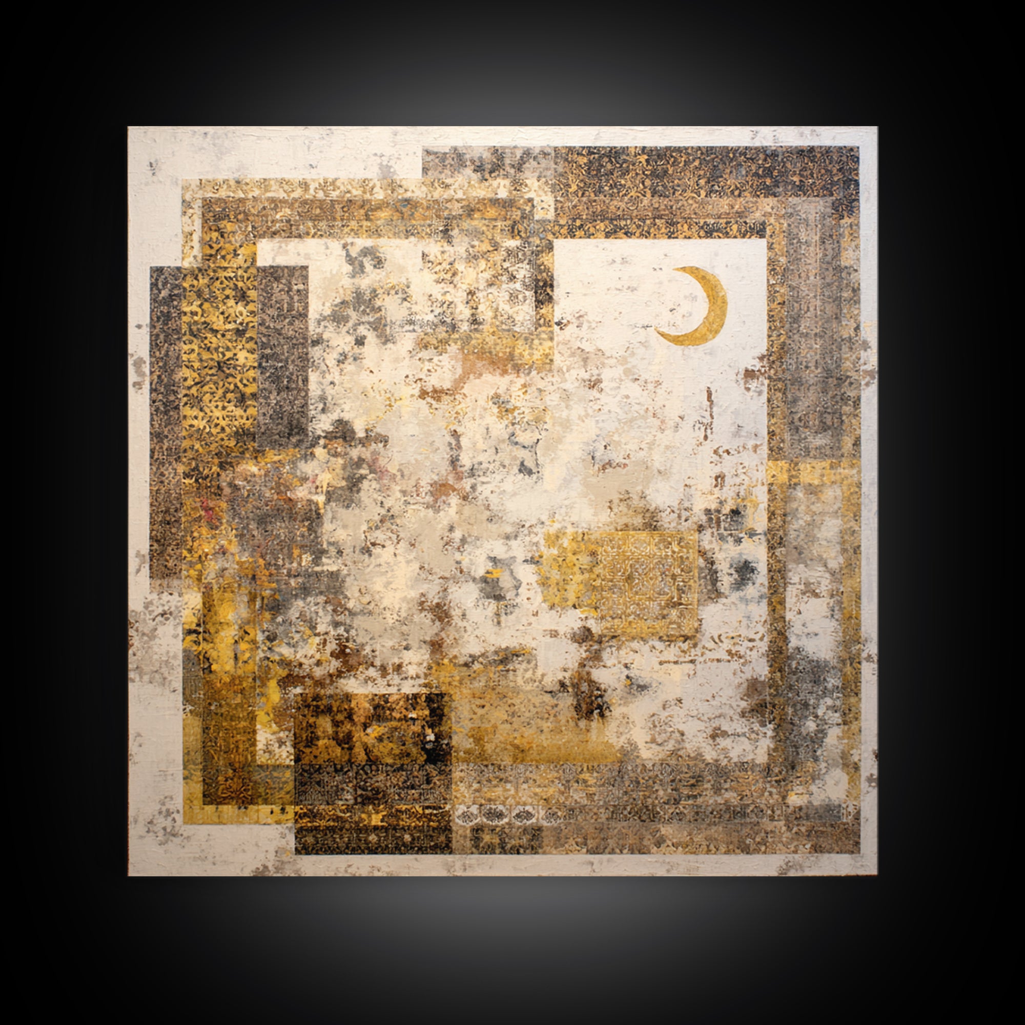 Abstract Shapes Layered Framed Canvas Print, Eclectic Art, Boho Decor, Living Room Decor, Abstract Art, Eclectic, Home Decor, ECL-1x1-100